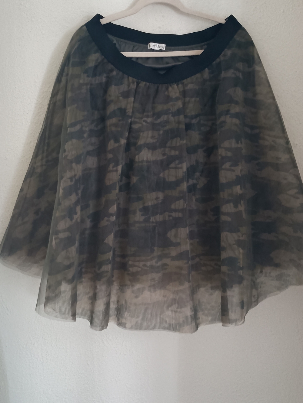Tulle Camouflage Full Skirt - Olive Green